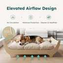 CANAGAN Elevated Wood Dog Bed Frame with Cushion, WoodPattern, Medium