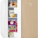 Cooluli 15L Mini Fridge for Bedroom - Car, Office Desk & College Dorm Room - 12v Portable Cooler & Warmer for Food, Drinks, Skincare, Beauty & Makeup - AC/DC Small Refrigerator with Glass Front, Gold