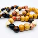 200Pcs Large Hole Barrel Wood European Loose Beads 4 Colors Natural Wooden Dreadlock Hair Braid Beads for Hair Braids Jewelry Bracelet Necklace Making 16x16-17mm