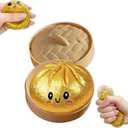 Glitter Dumpling Squishy, Glitter Dumpling Squishy Box Gold, Colorful Sensory Toys Stress Relief Squishies, Glitter Squishy Dumplings Sensory Squeeze Toy for Stress Relief