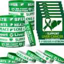 60 Pcs/30 Sets Liver Cancer Awareness Silicone Wristbands with Cards Include 30 Green Ribbon Wristband 30 Liver Cancer Awareness Cards for Men Women Teen Campaign Support Charity Supplies
