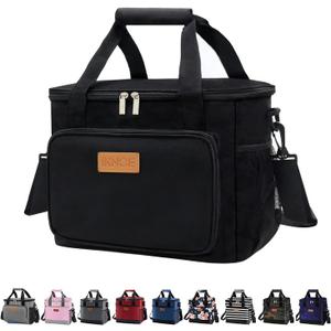 iknoe Insulated Lunch Bag, Foldable 14L Cooler Bag for Men & Women, Leakproof Thermal Design, Great for Office, Picnic, Travel, Lunch Box, Black New (Large)