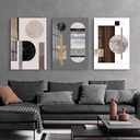 QKF Large Abstract Bright Canvas Framed Wall Art Decor For Living Room For Wall Modern Posters & Prints Bedroom Office Artwork For Home Geometry Round Square Paintings（20"X28"X3 pieces）