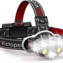 Victoper Rechargeable Headlamp, 8 LED High Lumen Super Bright Headlights with Red Light, USB Waterproof Head Flashlight, 8 Mode Head Lamp for Outdoor Running Fishing Working Camping Gear (1 Pack)