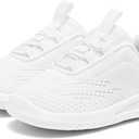 MORENDL Toddler Slip On Sneakers Baby Walking Shoes Non-Slip Breathable Unisex Pink Mesh Lace-Up Athletic Sneakers Infant Running Shoes (White127), 12-15 Months Infant