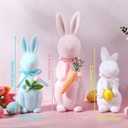 Yookeer 3 Pack Easter Bunny Decorations, Pastel Flocked Bunny Kit, Spring Table Centerpieces Easter Rabbit Set for Home Party Decor