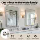 MOON MIRROR 20" x 28" Brushed Nickel Metal Framed Pivot Rectangle Bathroom Mirror, Silver Tilting Rounded Rectangular Vanity Mirror for Wall Mounted Hangs Vertical Only