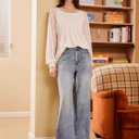 EVALESS Womens Long Sleeve Shirts Lace Tops Business Casual Spring Fashion Outfits Clothes (White)