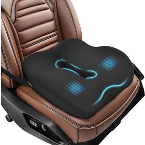 Car Seat Cushion for Truck and Car Drivers - Prevents Bedsores & Relieves Long-Drive Pain, Therapeutic Support for Sciatica, Hemorrhoids, Tailbone and Prostate, Enhanced View with Anti-Slip Base