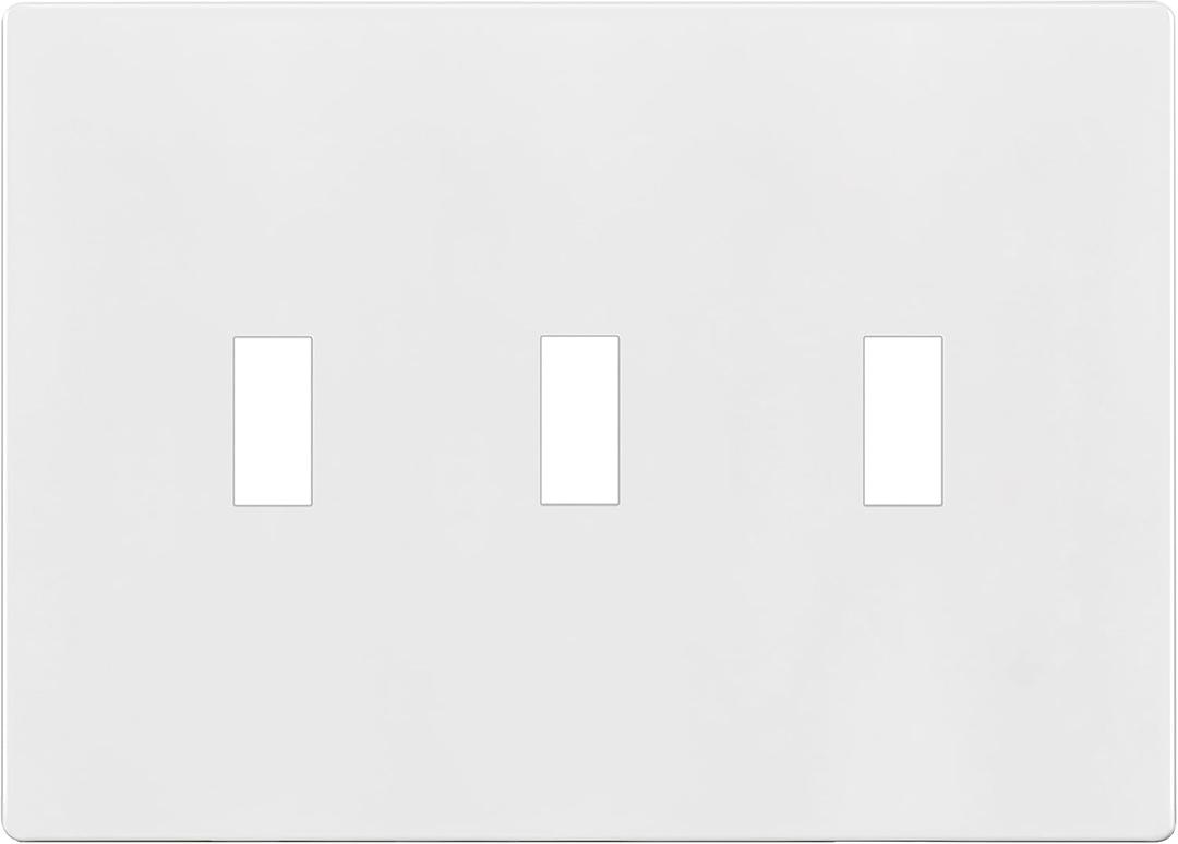 ENERLITES Screwless Triple Toggle Switch Wall Plate, Child Safe Light Switch Cover, Standard Size 3-Gang 4.68" x 6.53", Unbreakable Polycarbonate Thermoplastic, UL Listed, SI8813-W, Glossy, White