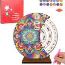 CharySim 3D Diamond Art Wooden Perpetual Calendar Kits for Adults Painting Accessories Gem Tools Crystral dots Paint for Home Desktop Stand (Sunflower)