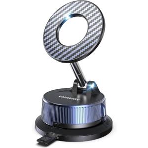 VIPWISE Magnetic Phone Holders for Your Car [89+LBS Suction & 3200gf Magnetic] 360° Adjustable Magsafe Car Phone Mount, Vacuum Suction Cup Car Mount for iPhone 17 Pro Max 16 15 14 13 12 Air Plus