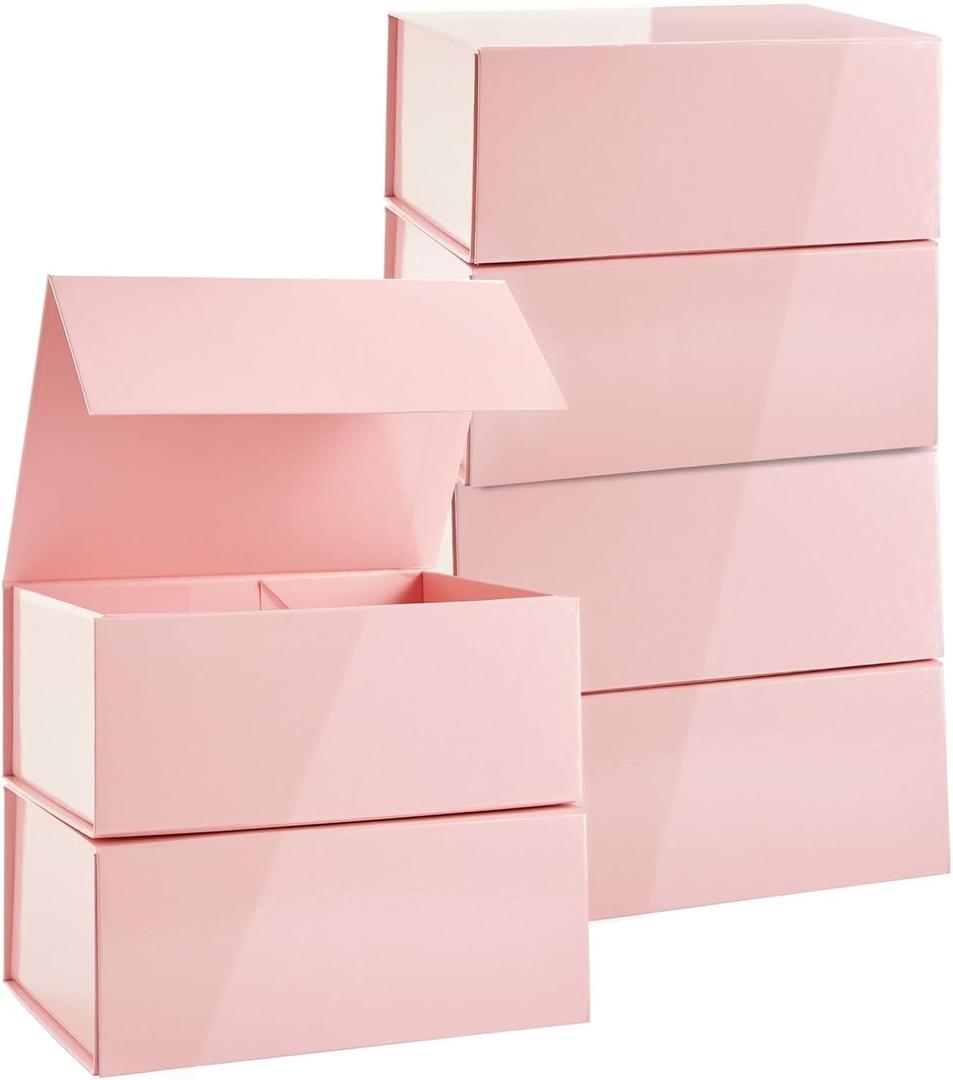 Stockroom Plus Jewelry Gift Box Set - 6-Pack, 9.5 x 7 x 4 In, Pink Magnetic Lids - Bulk Boxes for Bridesmaid Proposals, Wedding & Birthday Surprises