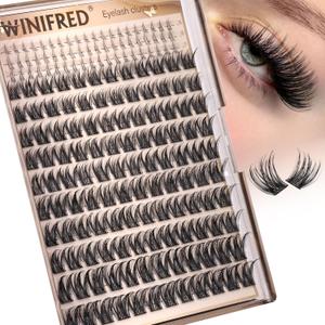 Winifred Lash Clusters Wispy with Bottom Lashes Cluster Eyelash Extensions 10-16mm Eyelash Clusters C Curly Natural Volume Lash Extensions with Bottom Lashes Clusters DIY Individual Lashes