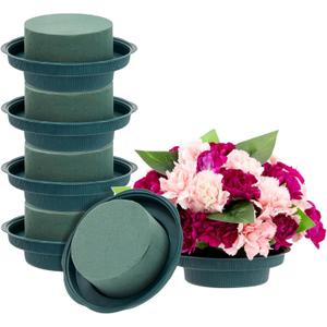 Juvale Flower Arrangements Supplies Wet Floral Foam Round - 6-Pack 4.7 x 2 in Round Green Plastic Vase Inserts - Floral Supplies for Fresh Flowers