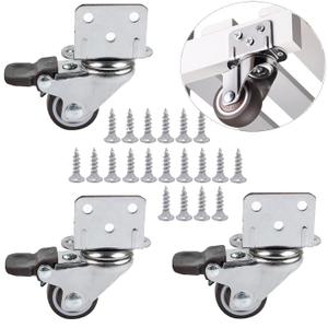 HOWDIA 1" Swivel Plate Caster Wheels with Brake L-Bracket Side Mount TPR Rubber Small Furniture Replacement Silent Mute Locking Casters for Furniture Legs Set of 4