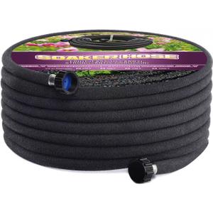 Short Soaker Hose 25ft -5/8 Round Rubber Garden Soaker Hoses, Heavy Duty Irrigation Drip Hose, Durable Seeper Water Hose for Gardens, Flower Beds And Lawn Yard