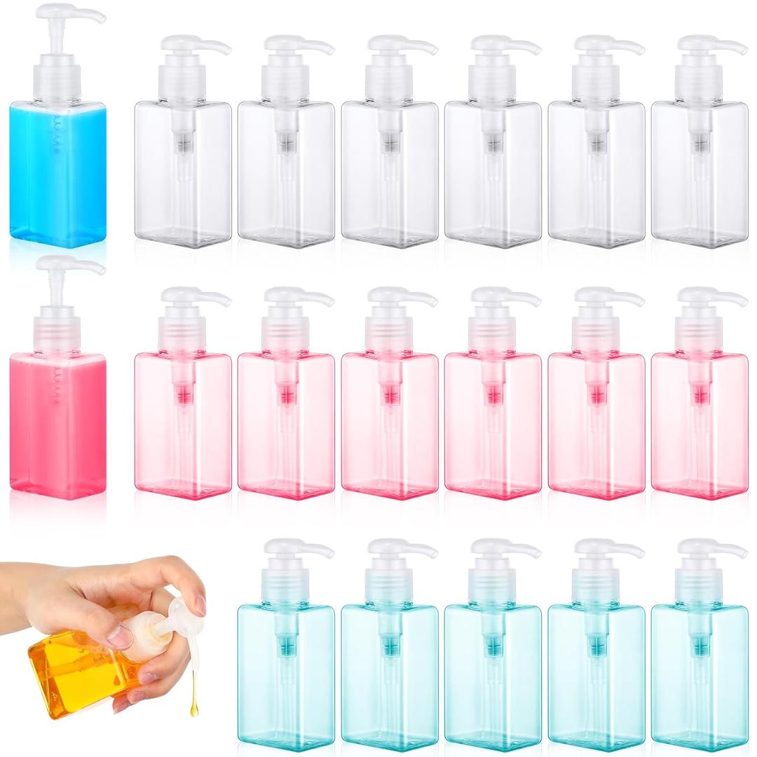 Domensi 24 Pcs 100ml /3.4 oz Pump Bottle Mini Travel Bottles Small Dispenser Containers Plastic Pump Lotion Dispenser Empty Square Travel Size Containers Toiletries (Multicolor) Domensi 24 Pcs 100ml /3.4 oz Pump Bottle Mini Travel Bottles Small Dispenser Containers Plastic Pump Lotion Dispenser Empty Square Travel Size Containers Toiletries (Multicolor)