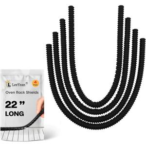 Extra Long Oven Rack Shields 22 Inch, 4 Pack Heat Resistant Oven Guards for Racks, Food Grade Silicone Oven Rack Edge Protector, Full Length Fit on Standard-Sized Ovens, Prevents Hand and Arm Burns (Black)