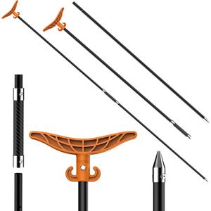 8.63'/12.3' Shallow Water Anchor Pole, Island Anchor with T-Handle, High Strength Fiberglass Reinforced Polyamide66, Mud Anchor Pole for Boat, Fishing Kayak (Gloves Included)