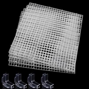 Hipanda Aquarium Hood Fish Tank top Cover, Terrarium lid Plastic Grid with 4-Piece Set Corner Protectors. Prevents Jumping (Fit 8MM/0.3inch Glass)