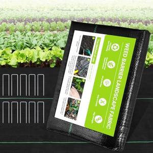 Weed Barrier Fabric, 3x50ft , 2 Pack Landscape Fabric, 4oz Heavy Duty Durable Woven Geotextile Fabric, High Permeability Ground Cover Mat, Driveway Fabric, Garden Weed Control Cloth with 10 U-Securing PegsSet of 7