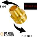 2 x AOPANDA Brass Pipe Fitting, Fitting With 1/2 NPT Male to 3/8 NPT Male Hexagon Thread, For Pneumatic Water Heater And Other Hose Joints. (2-Pack)