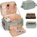 Bagmoly Nail Polish Organizer, Nail Polish Storage Holds 50-70 Bottles & Nail Lamp, Portable Travel Nail Kit Storage Carrying Case Fits Nail Suppiles, Gift for Manicurist, Grils (Green)