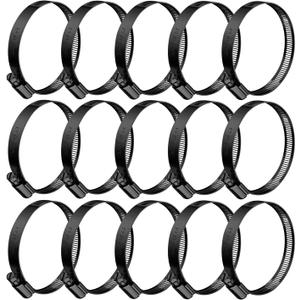 BOTTEN 15pcs Black Hose Clamp,1-9/16"-2.5"(40-63mm)304 Hose Clamps Stainless Steel Adjustable Worm Gear Hose Clamps Assortment Kit,radiator hose clamps fuel line clamps