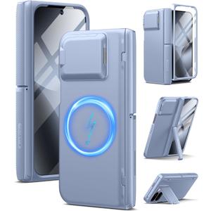 TONGATE Magnetic for Pixel 10 Pro Fold Case with Glass Screen Protector, [Compatible with MagSafe] [with Camera Cover & Hinge Protection] Full-Body Rugged Stand Case for Google 10 Pro Fold, Moonstone