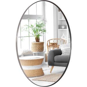 ANDY STAR Brushed Nickel Oval Mirrors for Bathroom, 22x30 Inch Silver Stainless Steel Metal Framed Oval Wall Mirror, Modern Vanity Mirror Wall Mount Horizontal or Vertical