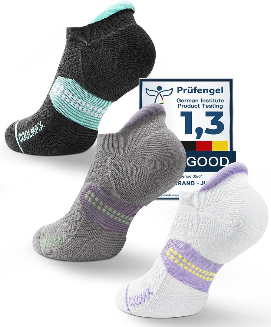 Juclise Coolmax Bamboo Viscose Compression Running No Show Athletic Socks, Anti Blister Moisture Wicking (M)
