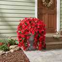 Faux Bougainvillea Artificial Flowers Plants for Outdoor Outside Decoration, 2 PCS Red Fake Flowers UV Resistant Look Real Silk Long Trailing Vines for Front Door Porch Planter Urn Patio Garden Yard