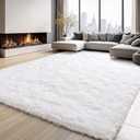 Area Rugs for Bedroom Living Room, 5x7 Soft Large Fluffy Fuzzy Shag Plush Furry Carpet, Soft Indoor Floor Mat for Kids Nursery Home Dorm Office Decor Aesthetic, White