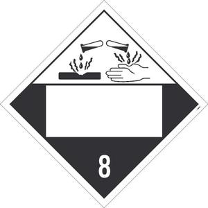 NMC DL12BUV25 Corrosive 8 Graphic Placard – [Pack of 200] 10.75 in. x 10.75 in. Unrippable Vinyl Class 8 Dot Placard Sign