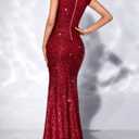 Madam Uniq Formal Dress Sequin Fishtail Sleeveless 1920s Gatsby Cocktail Prom Elegant Maxi Evening Gowns for Women (Red, M)