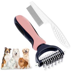 Zoocozy Pet Grooming Combs Kit for Dog Cat, Dog Brush for Shedding, Cat Deshedding Brush for Removal of Long Matted Fur on Pet(Pink)