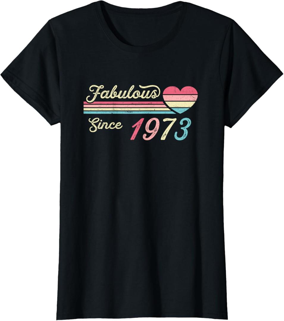 Vintage Fabulous Since 1973 Birthday T-Shirt, X-Small