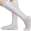 Ailaka Medical 15-20 mmHg Zipper Compression Socks Women Men (Small/Medium (1 Pair), White)