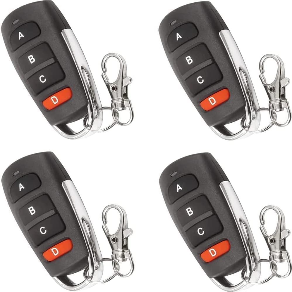 Universal Duplicator Garage Door Remote, 433.92 MHz for Gate & Electric Gates - Cloning Remote Control Keychain (4 PCS)