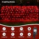 WBao Christmas Net Lights 200LED F8 Big Bulbs, 8.4ft x 5.2ft Christmas Bushes Lights with 8 Modes, Timer, UL Certified, End to End Connectable, Waterproof for Lawn, Bushes Outdoor Xmas Decoration, Red (Plug in)