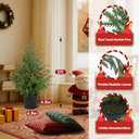 2FT Artificial Norfolk Pine Christmas Tree  Tabletop Faux Tree Unlit/Prelit with 50 LED Lights & 8-Function Battery Box, Pre-Assembled Holiday Decor for Home or Office (2FT-2Pack)