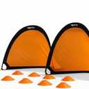 4ft Pop-Up Portable Soccer Goals - Set of 2 Training Goals for Kids & Adults with Carrying Case, 8 Agility Cones - Lightweight, Quick-Setup Practice Net for Backyard Park