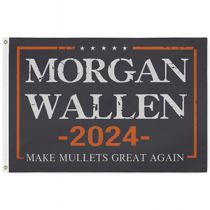 Make Mullets Great Again Flag-Mor-gan W allen Flag-3x5ft Cool Banner Funny Tapestry Parade Banner Indoor and Outdoor Decorations Pack of 2