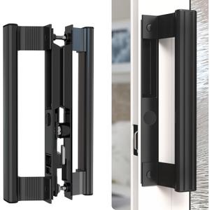 Sliding Glass Door Handle Set with Interior and Exterior Handles, 6-5/8", Fits 1" to 1-1/8" Thick Doors. (Black - Long Leg, Straight Tube Handle with Key) Sliding Glass Door Handle Set with Interior and Exterior Handles, 6-5/8", Fits 1" to 1-1/8" Thick Doors. (Black - Long Leg, Straight Tube Handle with Key)