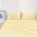 Best Season 4 Piece Stripe Microfiber Stripe Sheet Set - Super Soft Luxury Hotel Deep Pocket,Stain, Fade & Wrinkle Resistant Bedding Set (Yellow,Full Size)