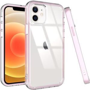 Puxicu Acrylic 2 in 1 for iPhone 12 CaseAnti-Yellowing, Military-Grade Protection, Drop Shockproof Slim Phone Cover for iPhone 12 Pro 6.1", Clear+Light Pink