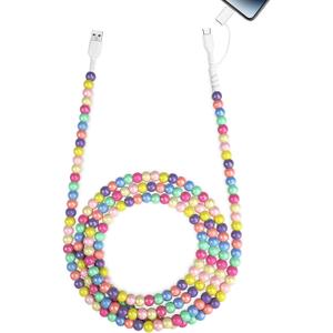 Aolcev USB C Cable for iPhone Charging Cord 2 in 1 Multi Cute Beaded USB to USB C Fast Charger Cord 6.6FT MFi Certified Type C Charging Cable for iPhone 17 16 15 14 Pro Max Galaxy S25 iPad Colored