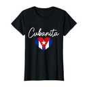 Cubanita Cuban Flag Heart Pride Girl T-Shirt,Size Small