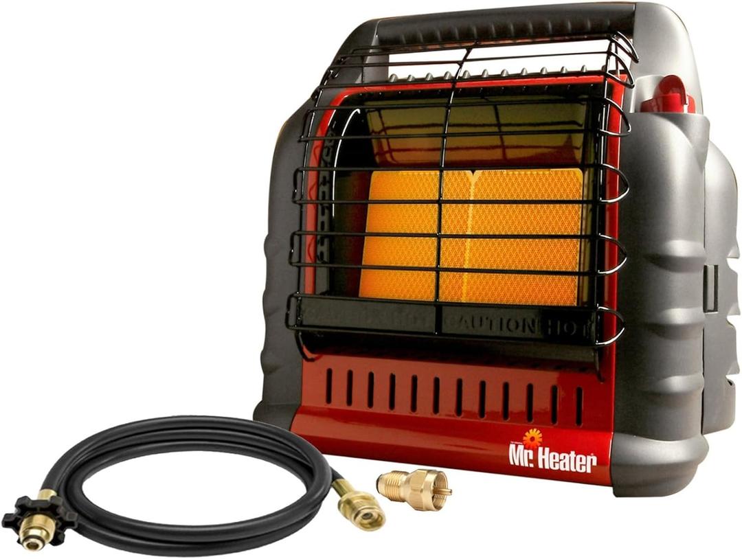 Mr. Heater Portable Big Buddy Propane Heater - 10-Ft Hose & Tank Adapter Bundle - Indoor/Outdoor Use - 4,000, 9,000 or 18,000 BTU (3 Items)